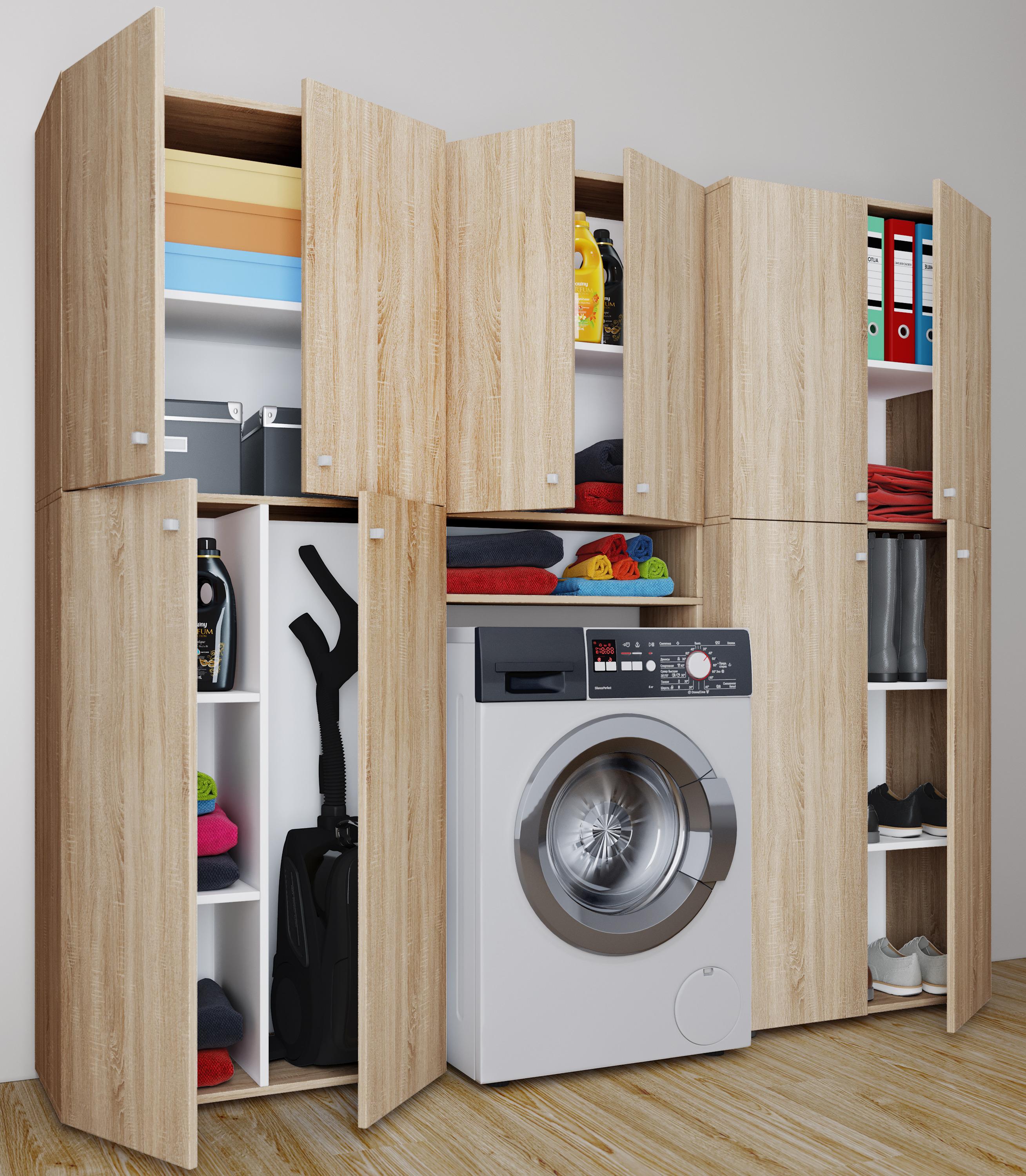 Mehrzweckschrank Lona ca. 70x182 cm Eichefarben - Eichefarben/Weiß, KONVENTIONELL, Holzwerkstoff (70/182/37cm) - MID.YOU