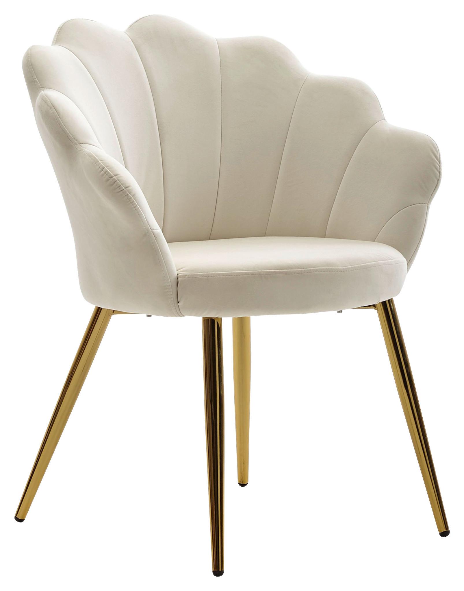 Naslanjač Wl6.438 - zlate barve/bela, Moderno, kovina/tekstil (58/80/53cm) - MID.YOU