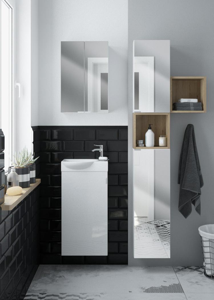 Gästebad in Hochglanz Weiß - Weiß, MODERN, Keramik/Holzwerkstoff (40/180/29cm) - Mömax