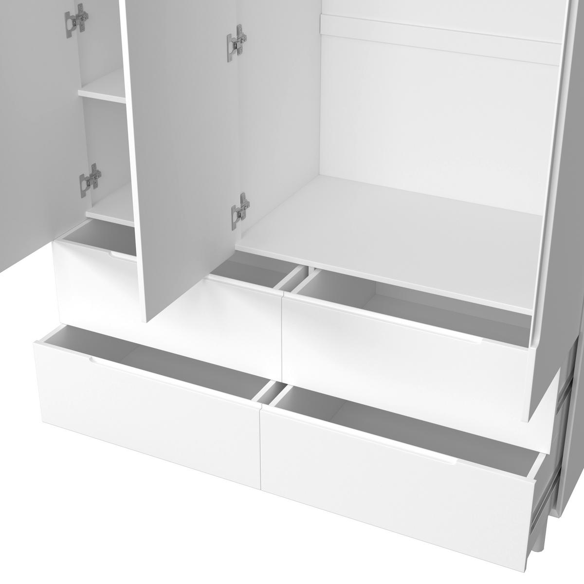 Ruhásszekrény Marlo - fehér, Modern, faalapú anyag/fa (148/223/60cm) - Bessagi Home