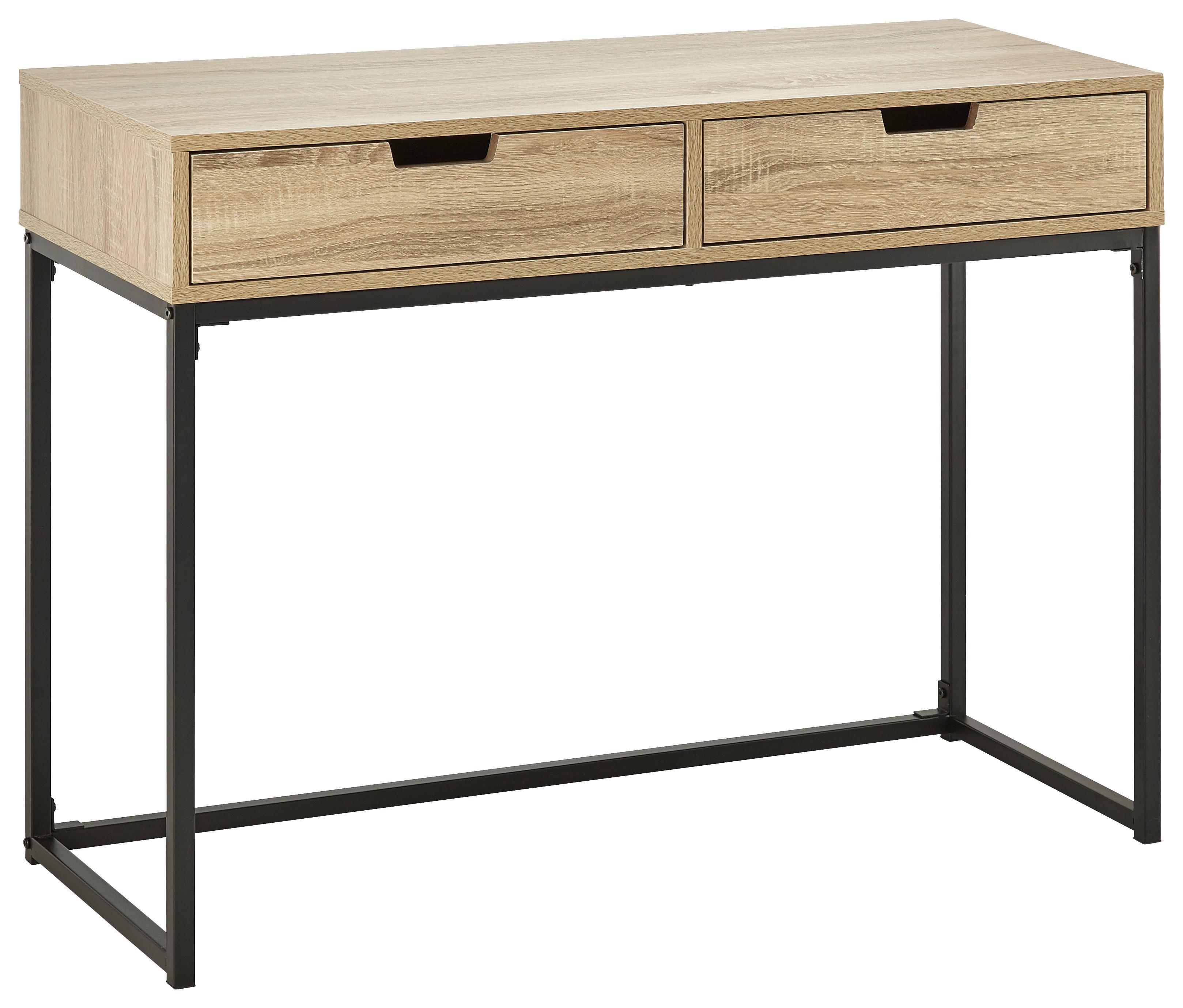 STÓŁ KONSOLA GIORGIA - kolor dębowy/czarny, Modern, materiał drewnopochodny/metal (100/38/76cm) - Bessagi Home