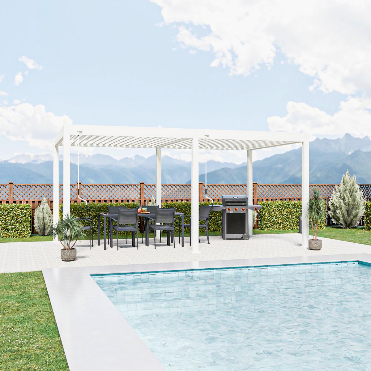 Pergola Trumpf, Bela, 3x3,5m - bela/visoki sijaj, Basics, kovina (300/255/530cm) - Gardenson