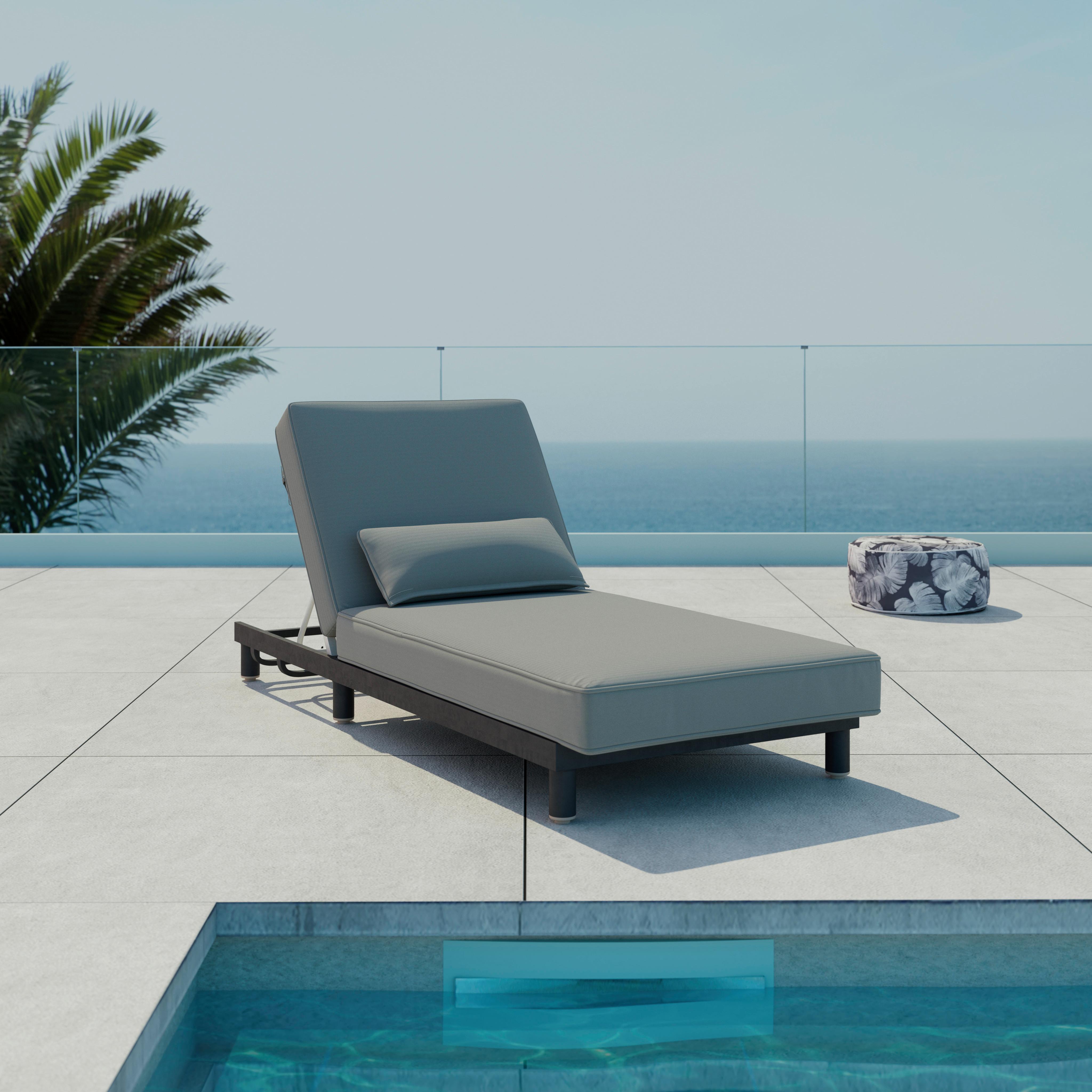 Gartenliege Marina Grau Metall/Textil inkl. Abdeckung - Grau, MODERN, Textil/Metall (195/30/84cm) - Bessagi Garden