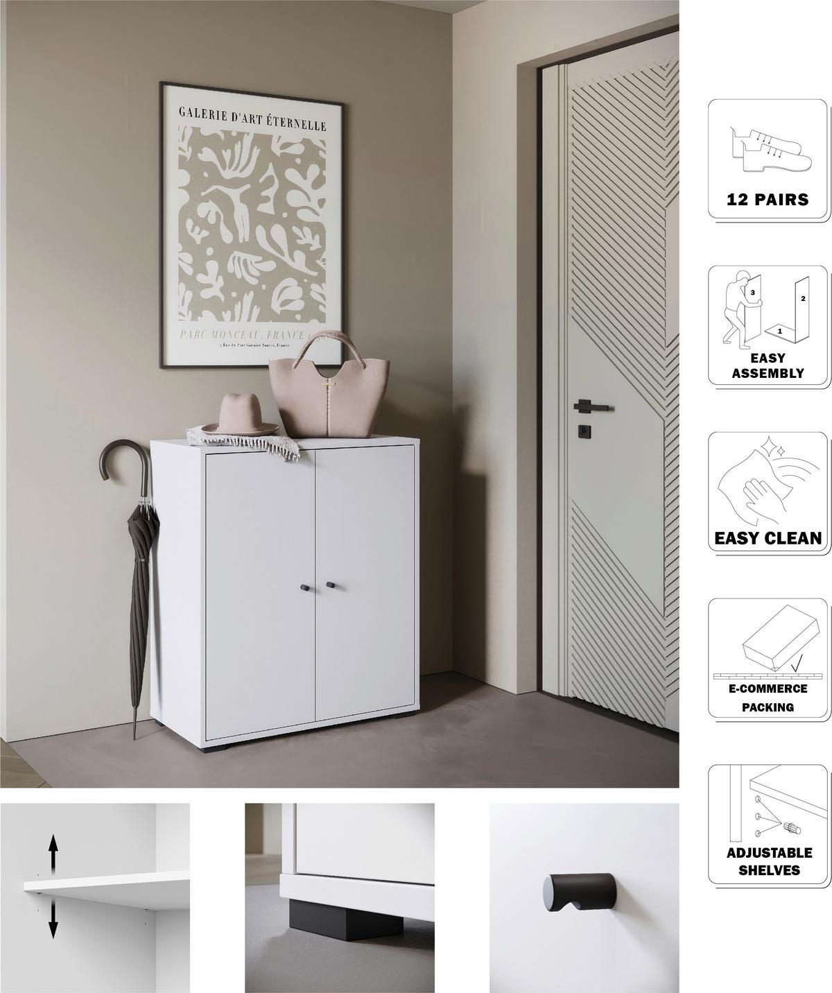 Omara Za Čevlje Dino, Bela - črna/bela, Basics, kovina/umetna masa (70/80/33cm) - P & B