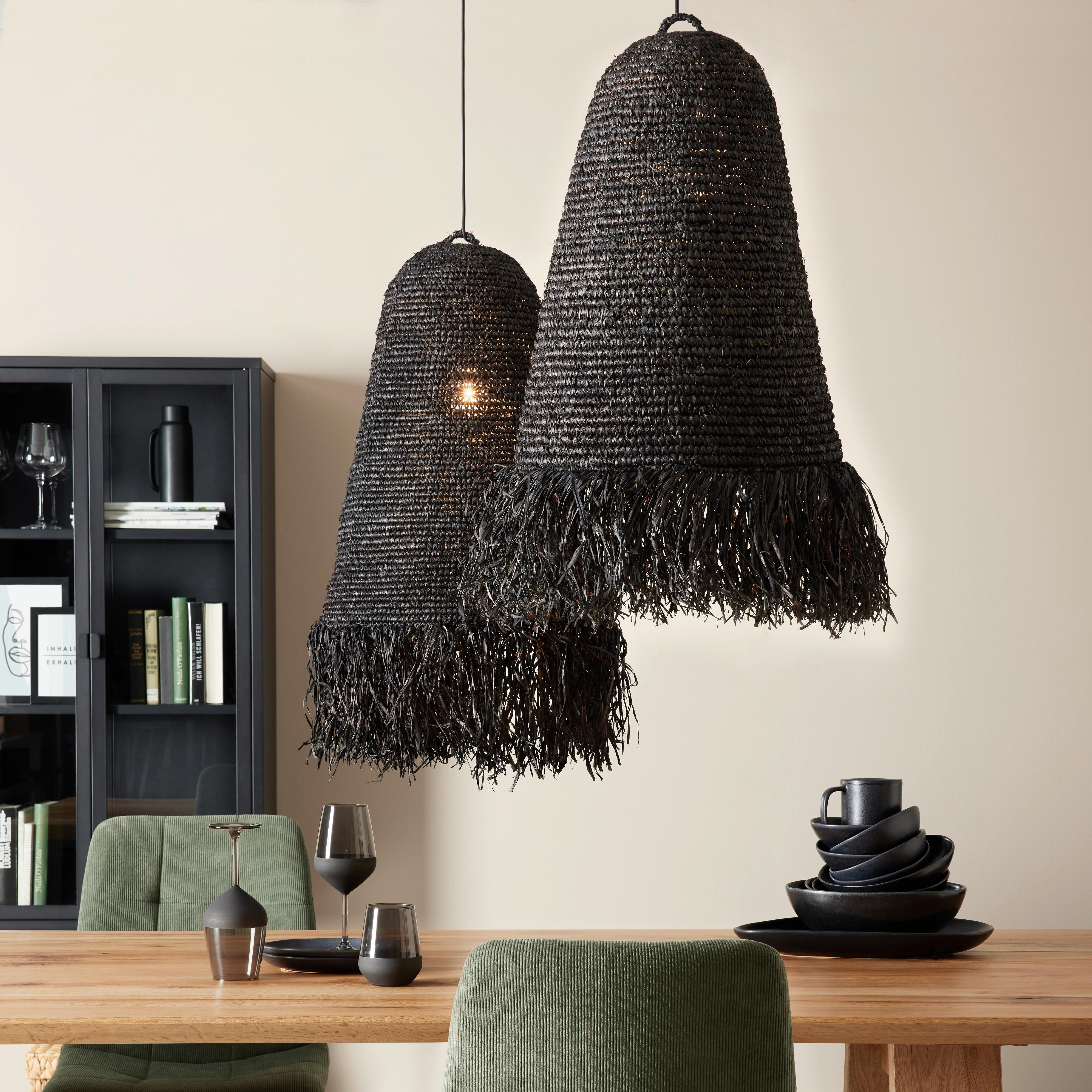 Senčnik Za Svetilko Borgholm - črna, Trendi, kovina/naravni materiali (45/57cm) - Premium Living