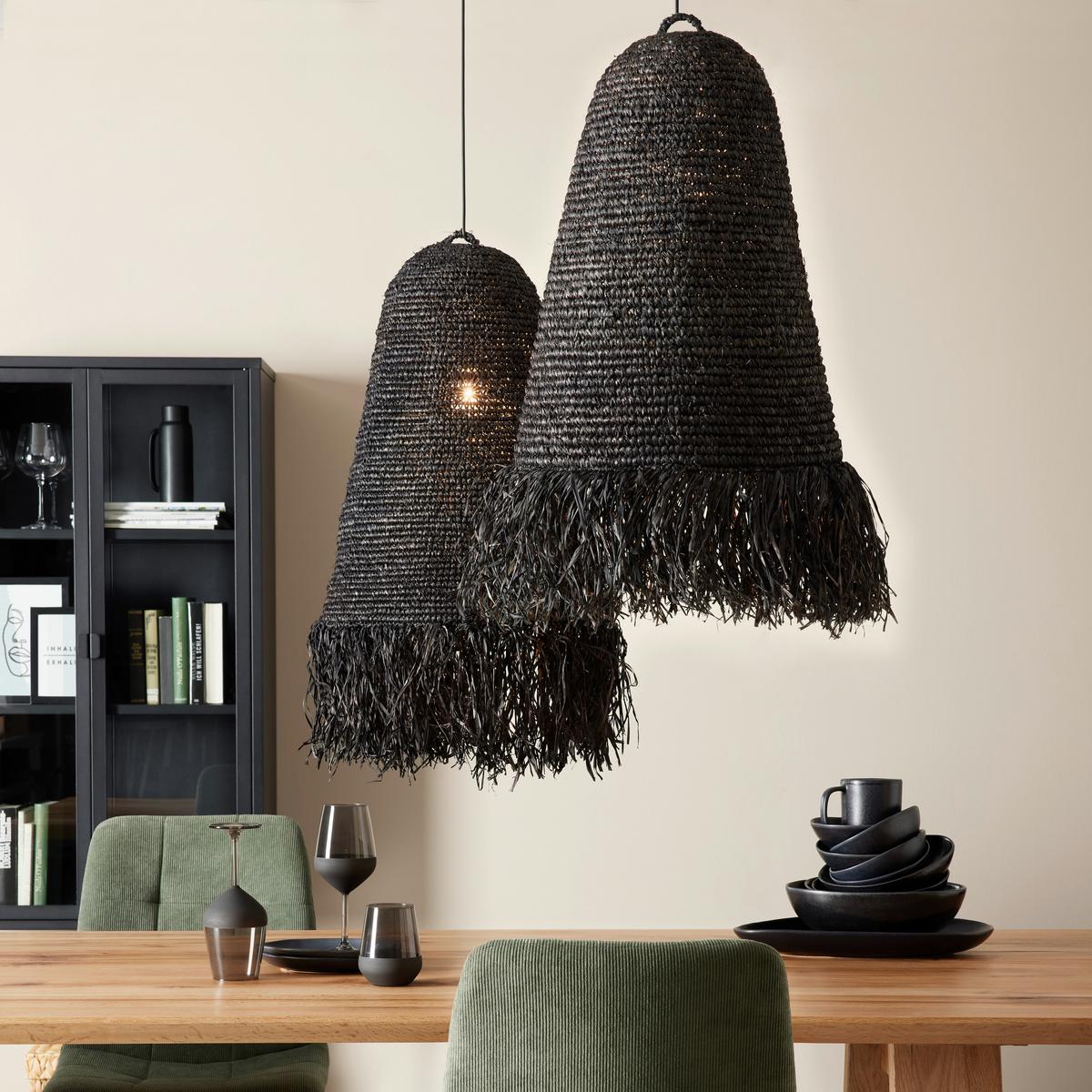 Senčnik Za Svetilko Borgholm - črna, Trendi, kovina/naravni materiali (45/57cm) - Premium Living