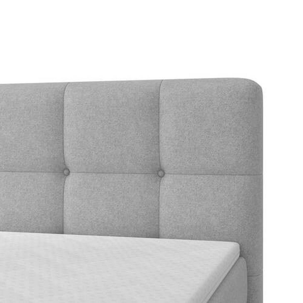 Boxbett Marbella ca. 180x200 Hellgrau mit Topper - Hellgrau/Schwarz, Modern, Holz/Holzwerkstoff (180/200cm) - Bessagi Home