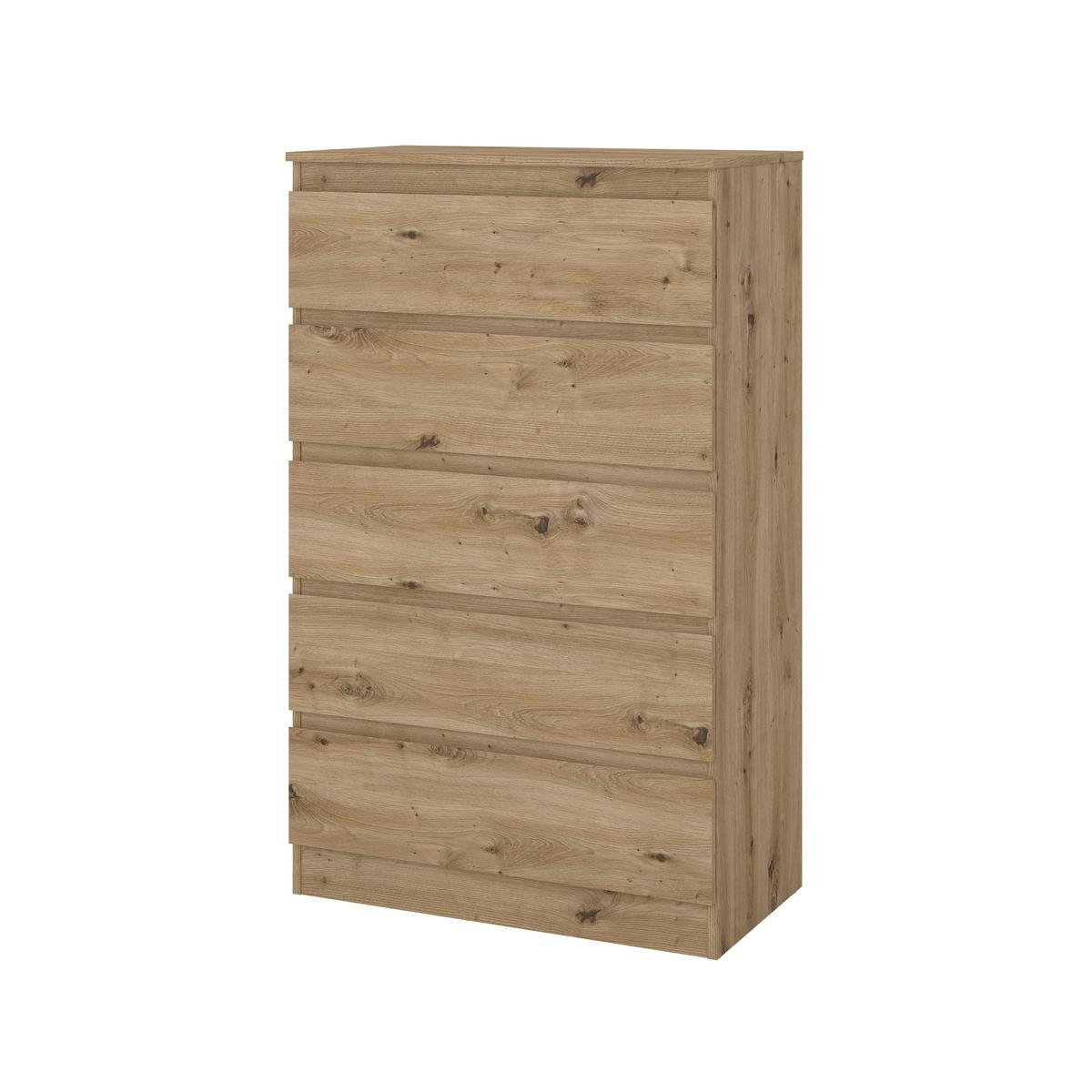 Kommode Mara 5 Eiche - Eiche Artisan, KONVENTIONELL, Holz (77/125/42cm) - Mömax