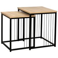 Set de mese auxiliare NEAPL - culoare natur/negru, Modern, metal/material pe bază de lemn (40-35/50-45/40-35cm) - Modern Living