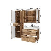 Fürdőszobabútor Toronto 4-Teilig Schwarz - fekete/fehér, Lifestyle, faalapú anyag/fém (90cm) - P & B