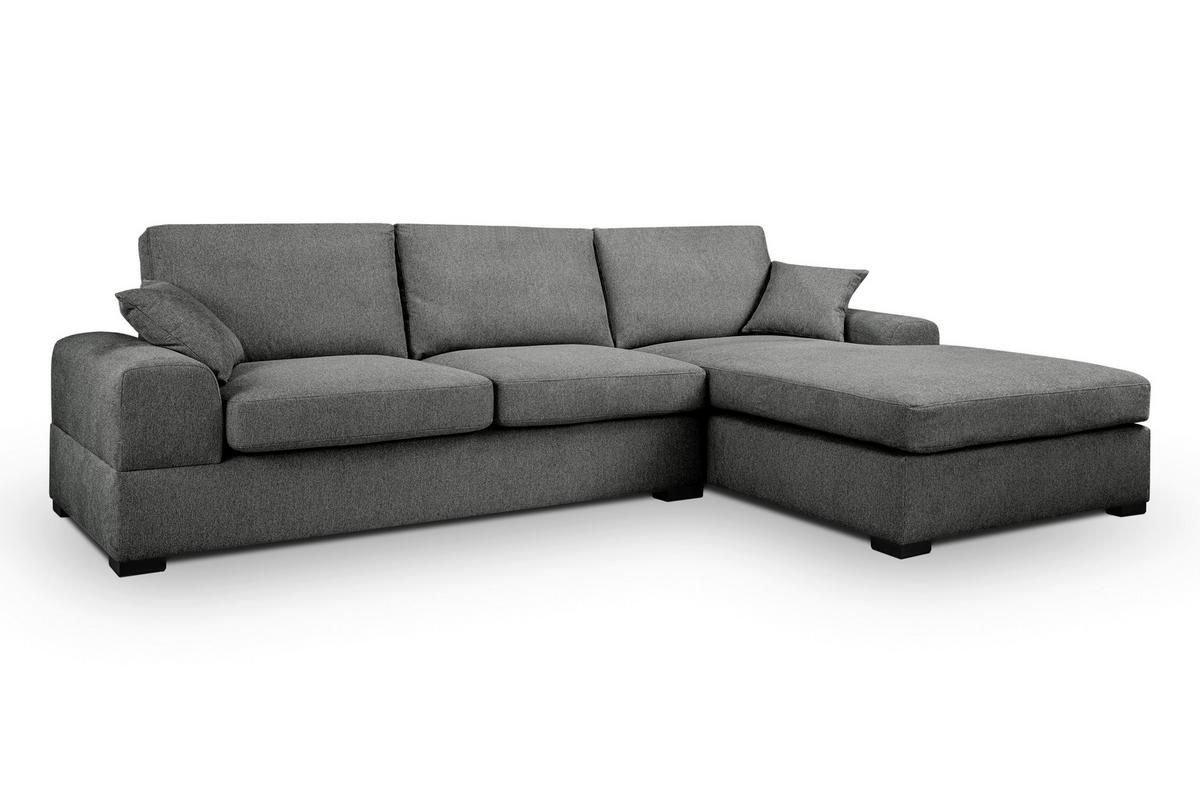 Ecksofa Veda Grau Flachgewebe - Schwarz/Grau, Basics, Holz/Textil (308/186cm) - MID.YOU