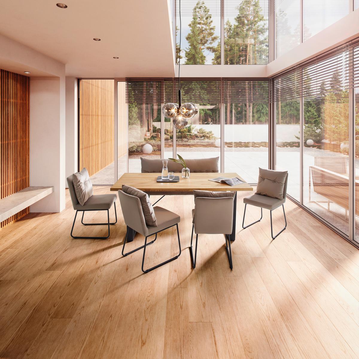 Sitzbank Bono Grau Samt Gepolstert - Schwarz/Grau, MODERN, Holz/Textil (140/92/63cm) - Bessagi Home