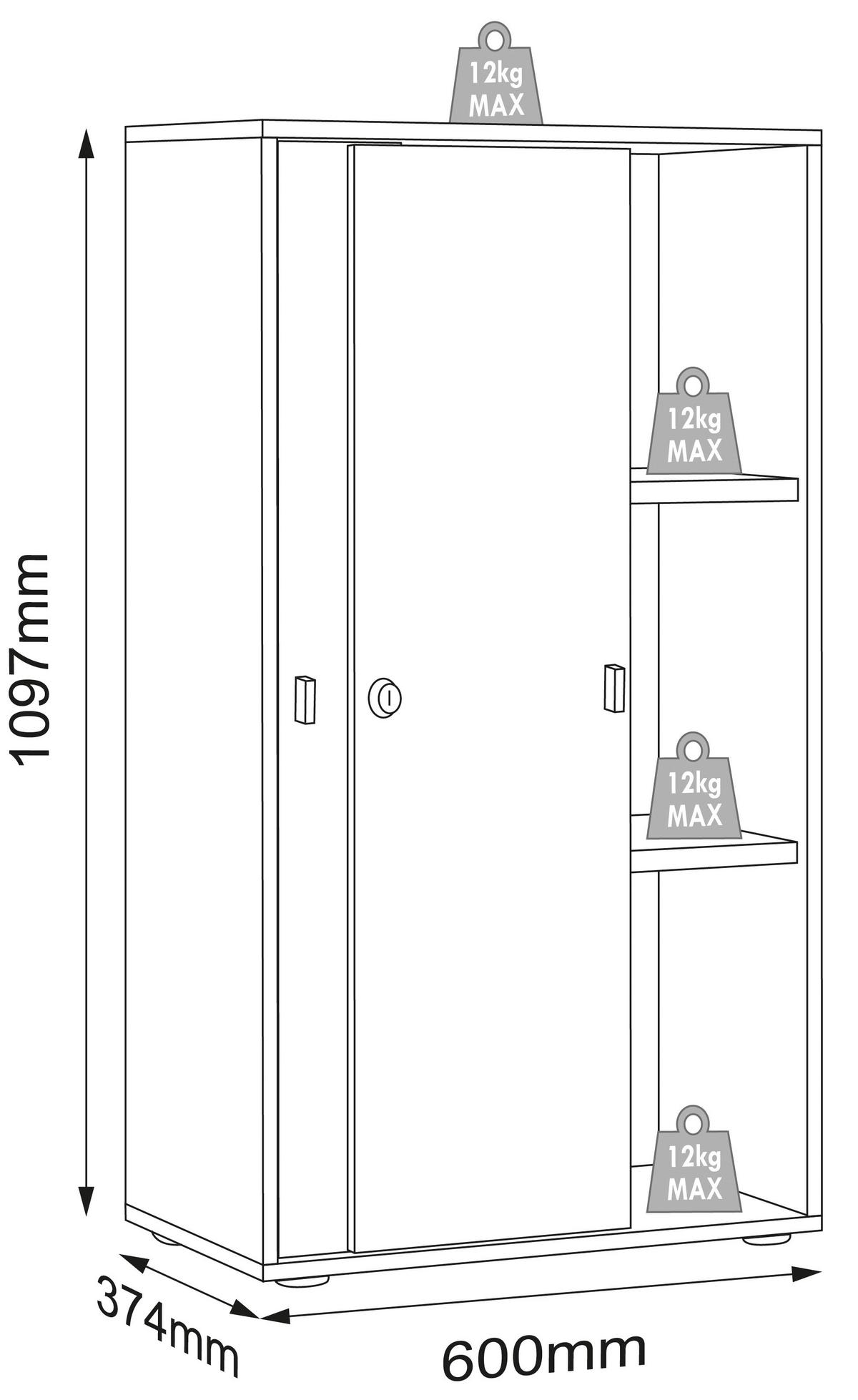 AKTENSCHRANK SALIA B60 - Honigeiche/Anthrazit, Design, Holzwerkstoff (60/110/37cm) - MID.YOU