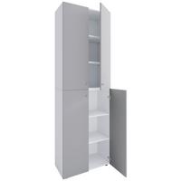 Schuhschrank LONA Weiß/ Grau ca. 70x220x40 cm - Silberfarben/Schwarz, Design, Holzwerkstoff/Kunststoff (70/220/40cm) - MID.YOU
