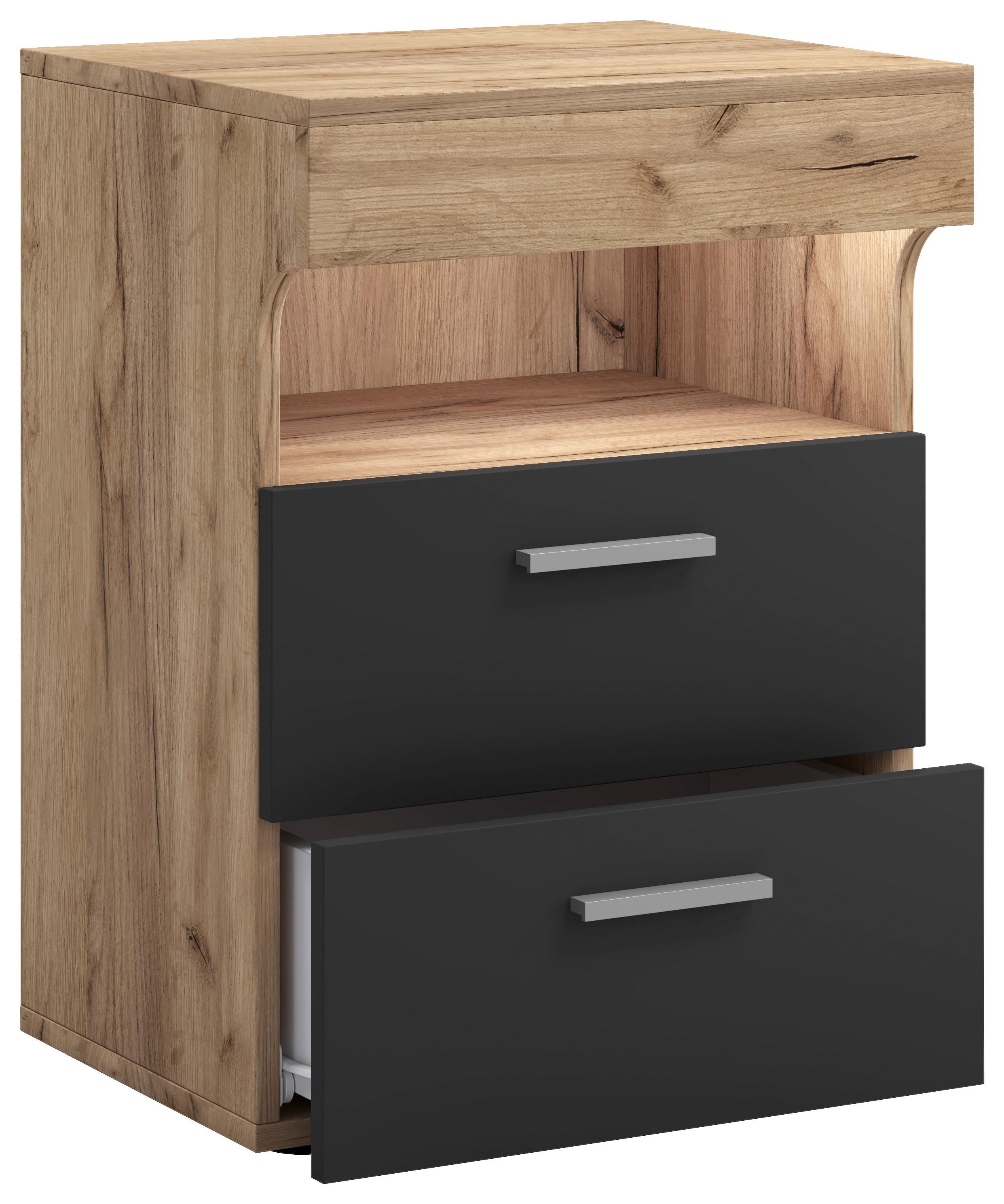 NACHTKÄSTCHEN SLEPAL L - Honigeiche/Anthrazit, Modern, Holzwerkstoff/Kunststoff (45/61/39cm) - MID.YOU