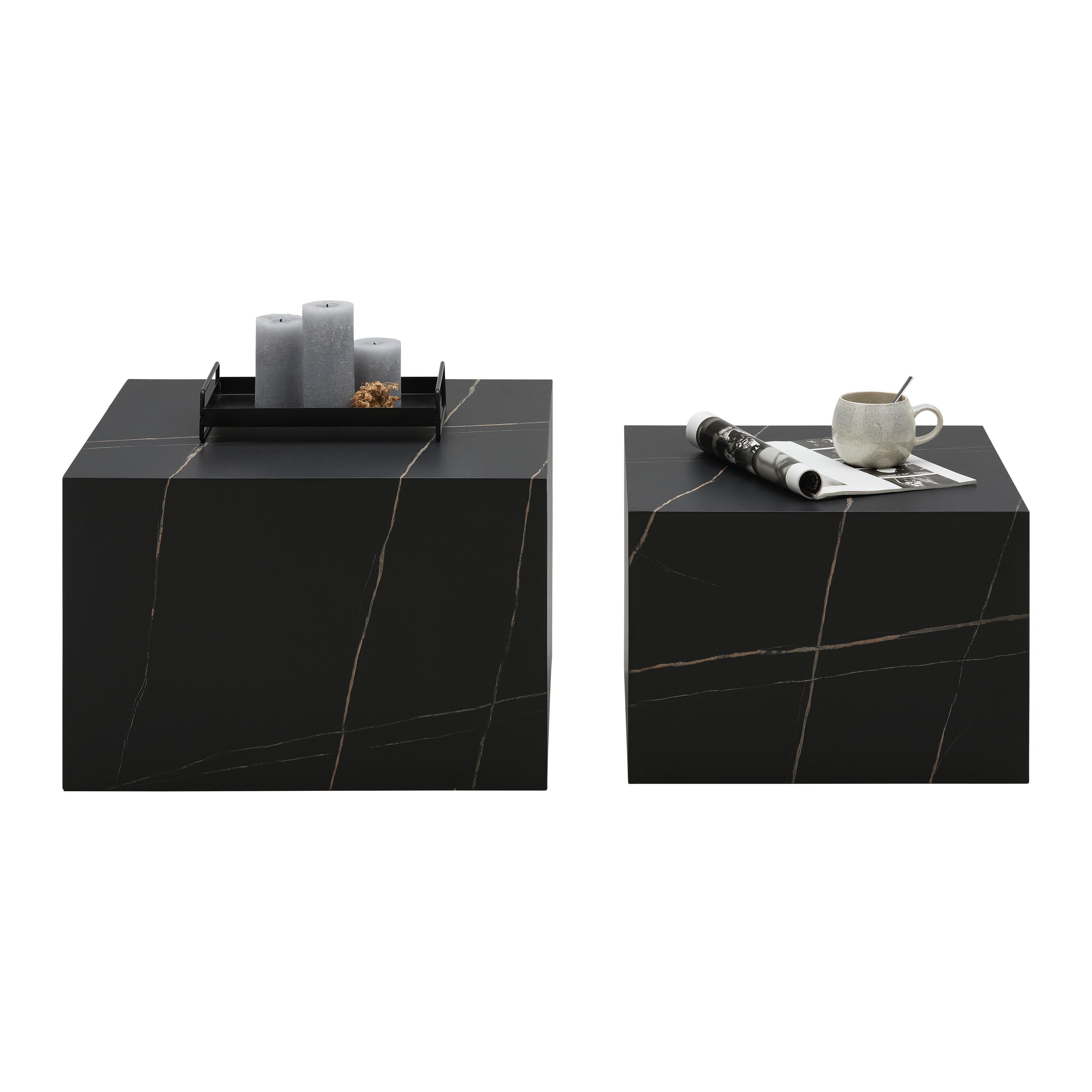 Măsuță de cafea HERRINGONE - negru, Modern, material pe bază de lemn (52/60/35/40/52/60cm) - Modern Living