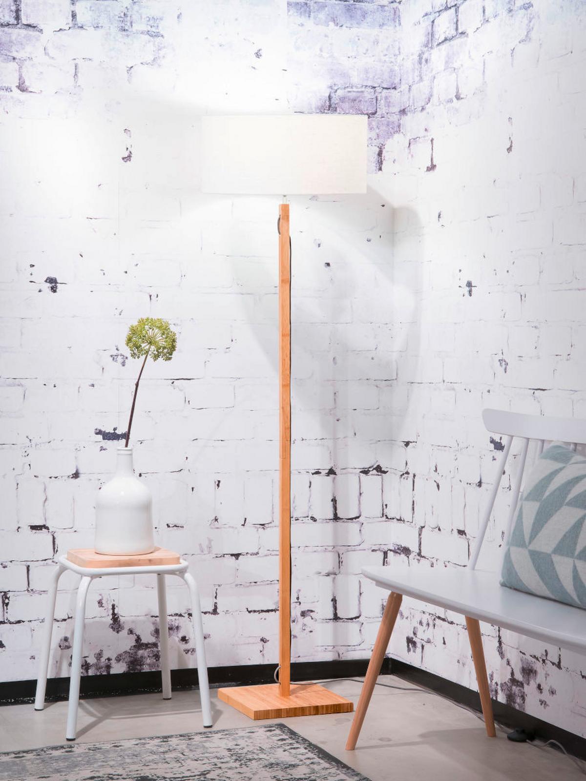 Stoječa Svetilka Fuji, Bela, Bambus - bela/naravne barve, Trend (47/167cm) - Good & Mojo