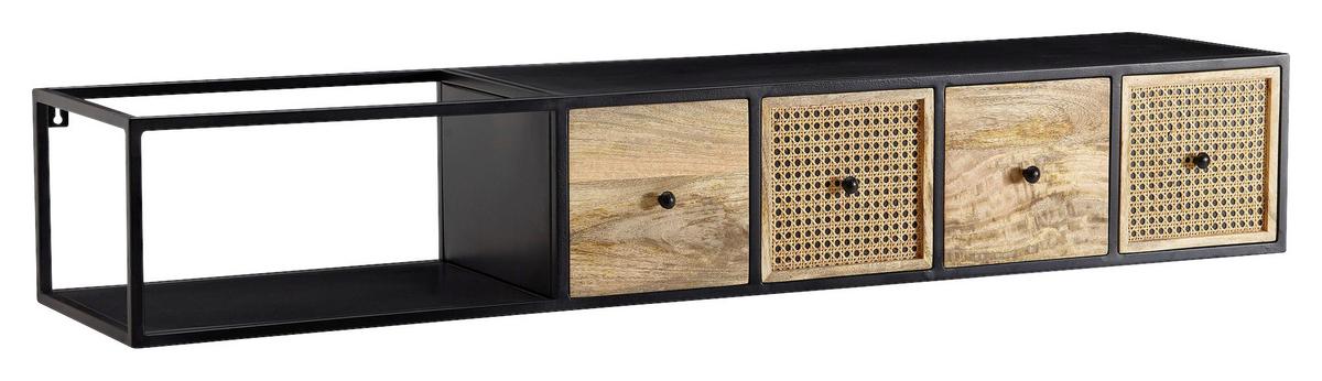 Nizka Omarica Wohnling - črna/rjava, Moderno, kovina/les (150/25/35cm) - MID.YOU