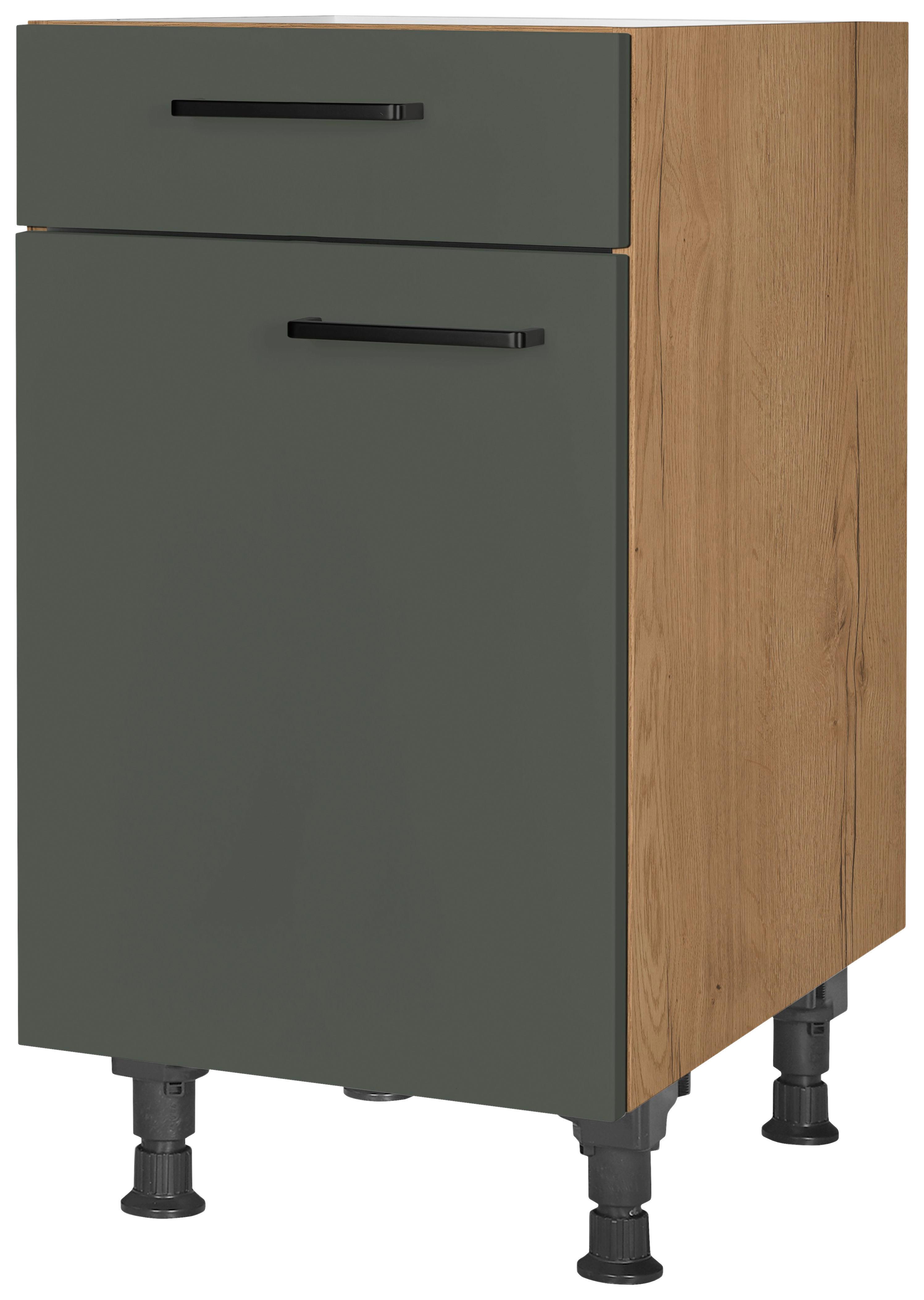 Schubkastenunterschrank Easytouch Grün - Eichefarben/Schwarz, MODERN, Holzwerkstoff/Metall (45/87/56cm) - Nobilia