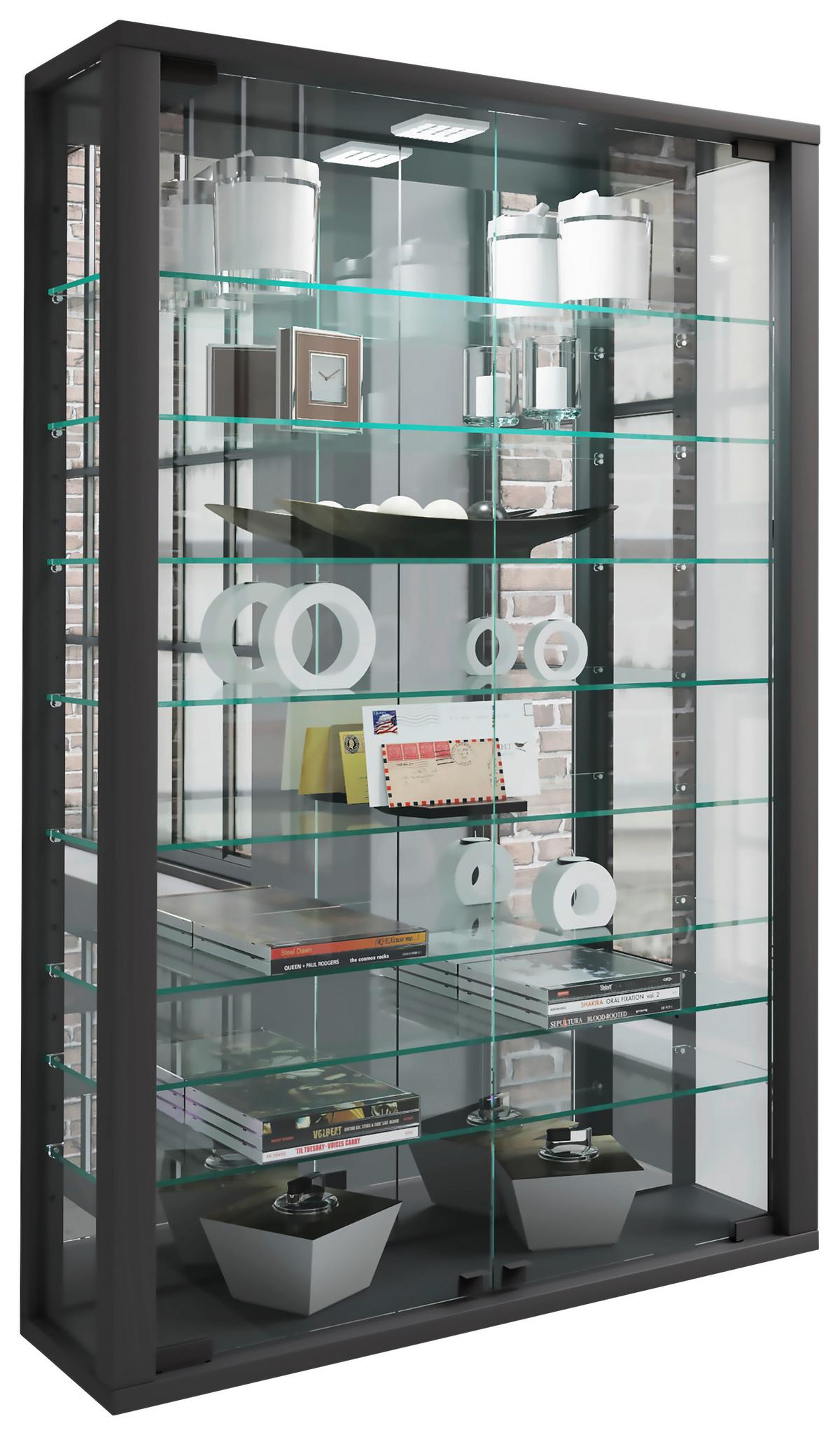 Hängevitrine Vitrosa ca. 59x91x18 cm Schwarz - Schwarz, MODERN, Glas/Holzwerkstoff (59/91,3/18cm) - MID.YOU