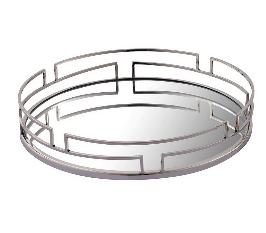 TACA DO SERWOWANIA 524935-2 - kolor niklowy/kolor chromowy, Lifestyle, metal/szkło (40,5cm) - Ambia Home