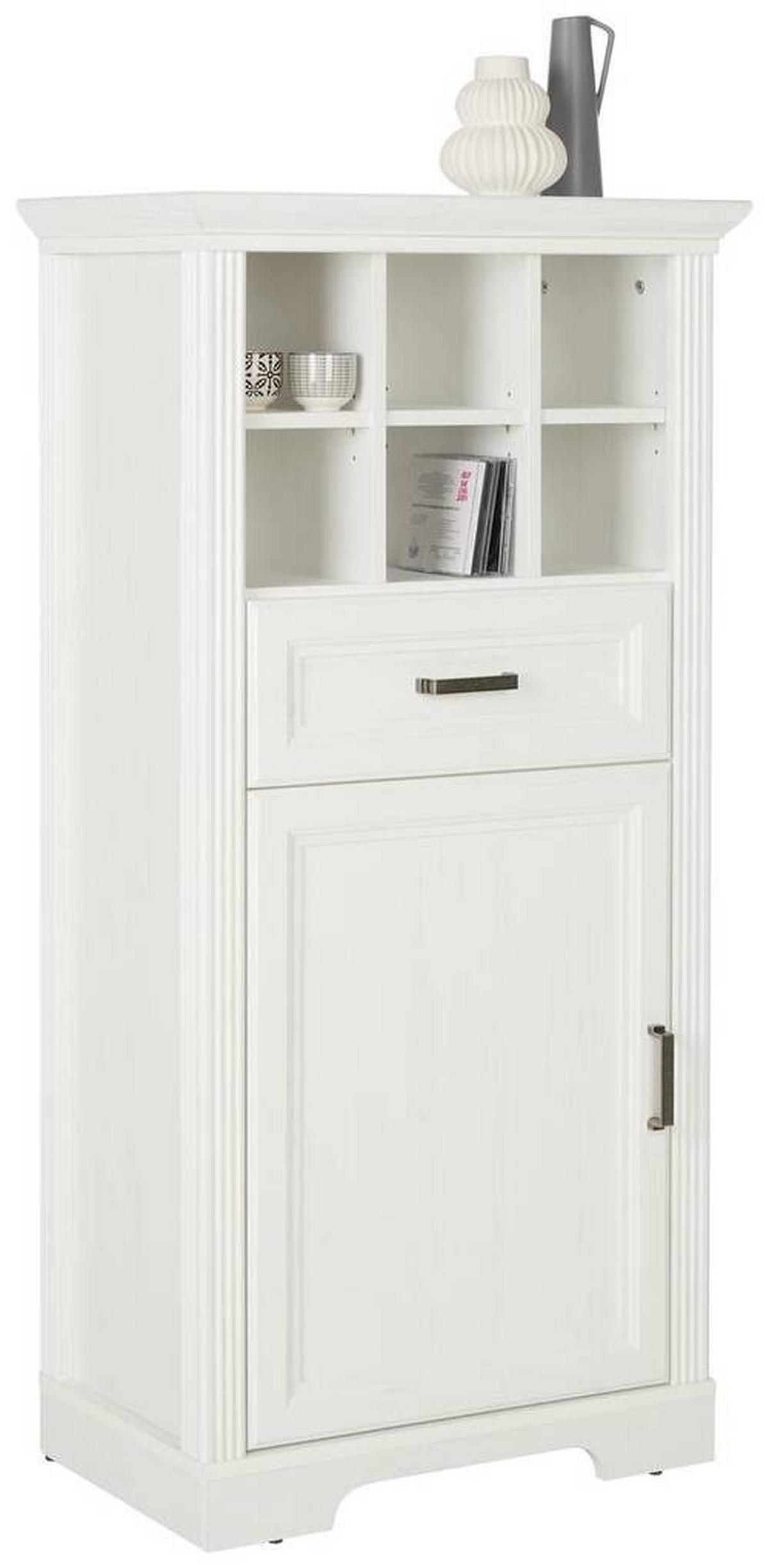 highboard in Weiss - couleur de pin, Romantik / Landhaus, métal/matériau de bois (66/136/42cm) - Zandiara