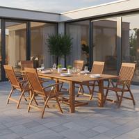 Gartentischgruppe "Comodoro", 7-tlg. Naturfarben - Naturfarben, ROMANTIK / LANDHAUS, Holz (180-260/100/75cm) - Gardenson