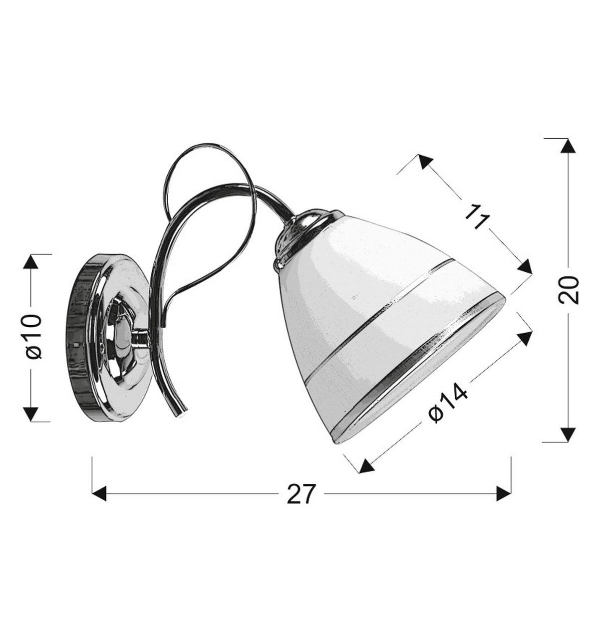 Zidna Svjetiljka Elotte - bijela/boje kroma, Konvencionalno, metal (27/14/20cm)