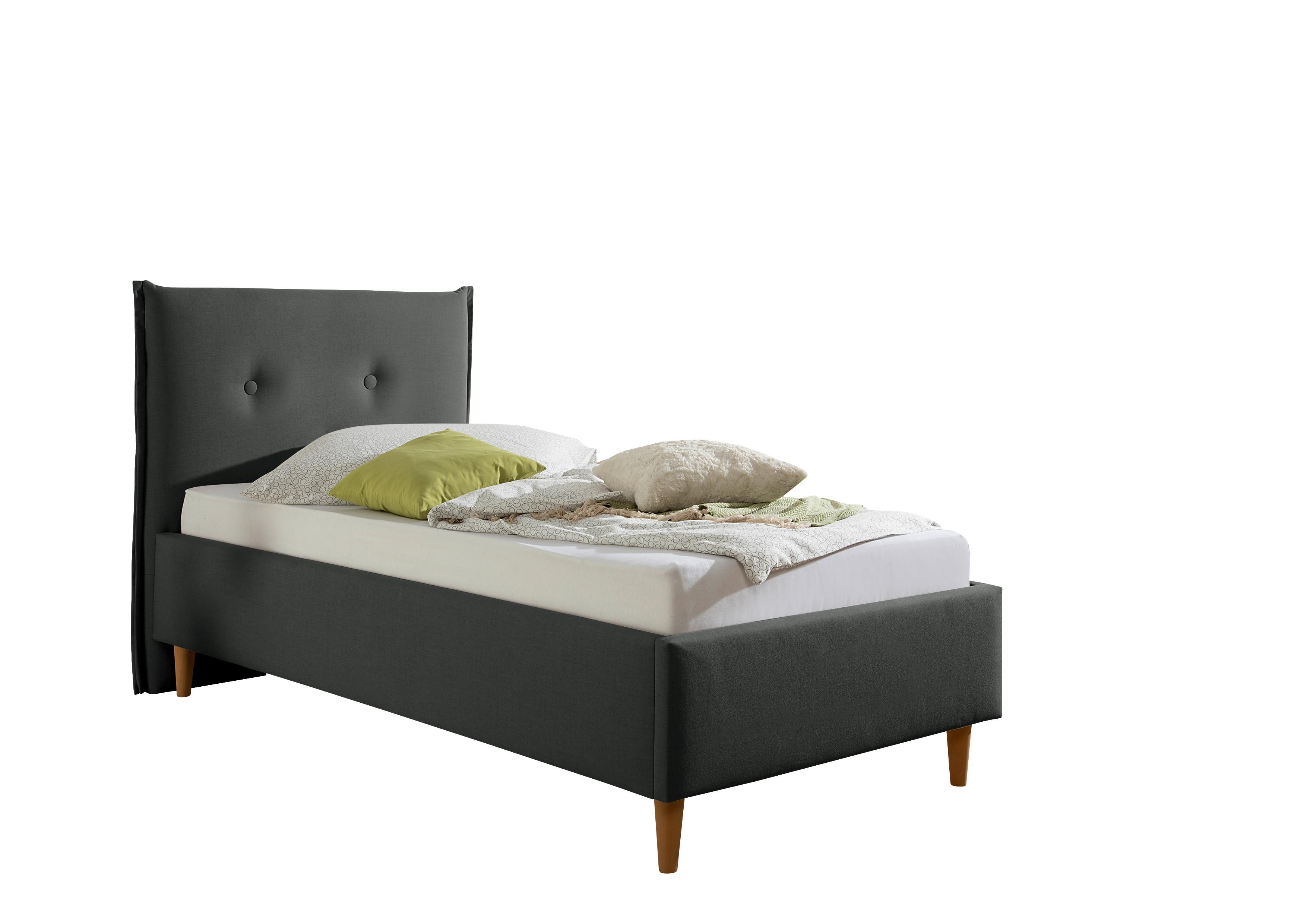 Polsterbett Nelo Anthrazit ca. 100x200 cm - Anthrazit/Naturfarben, MODERN, Holz/Textil (100/200cm) - Livetastic