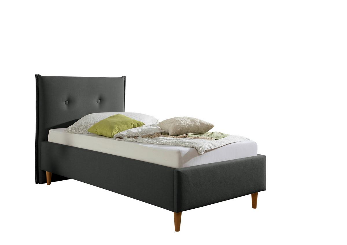 Polsterbett Nelo Anthrazit ca. 100x200 cm - Anthrazit/Naturfarben, MODERN, Holz/Textil (100/200cm) - Livetastic