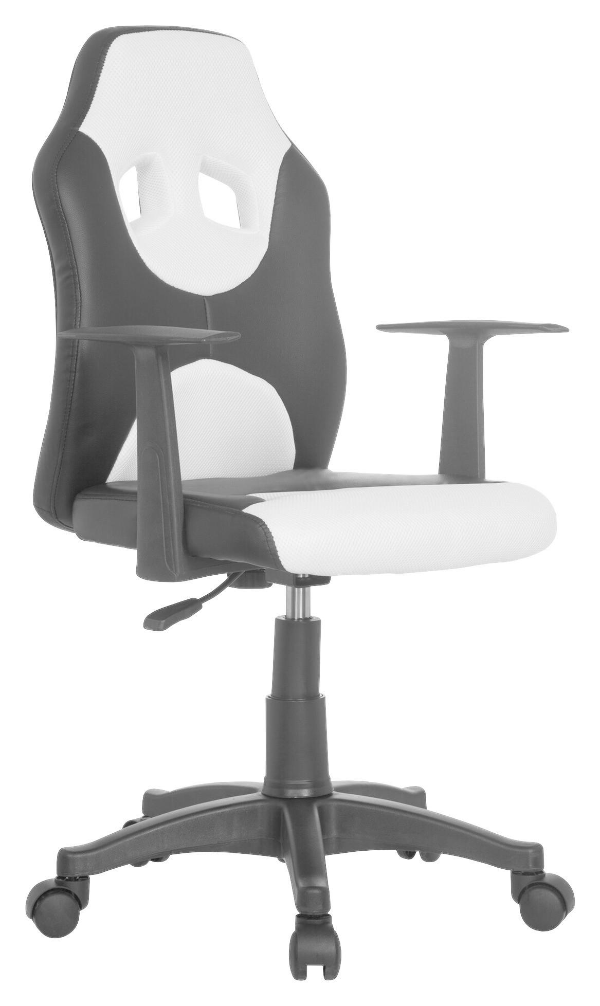 Jugenddrehstuhl Kid Racer ca.54x90-100x48cm Weiß,Schwarz - Schwarz/Weiß, Basics, Kunststoff (54/90-100/48cm) - MID.YOU