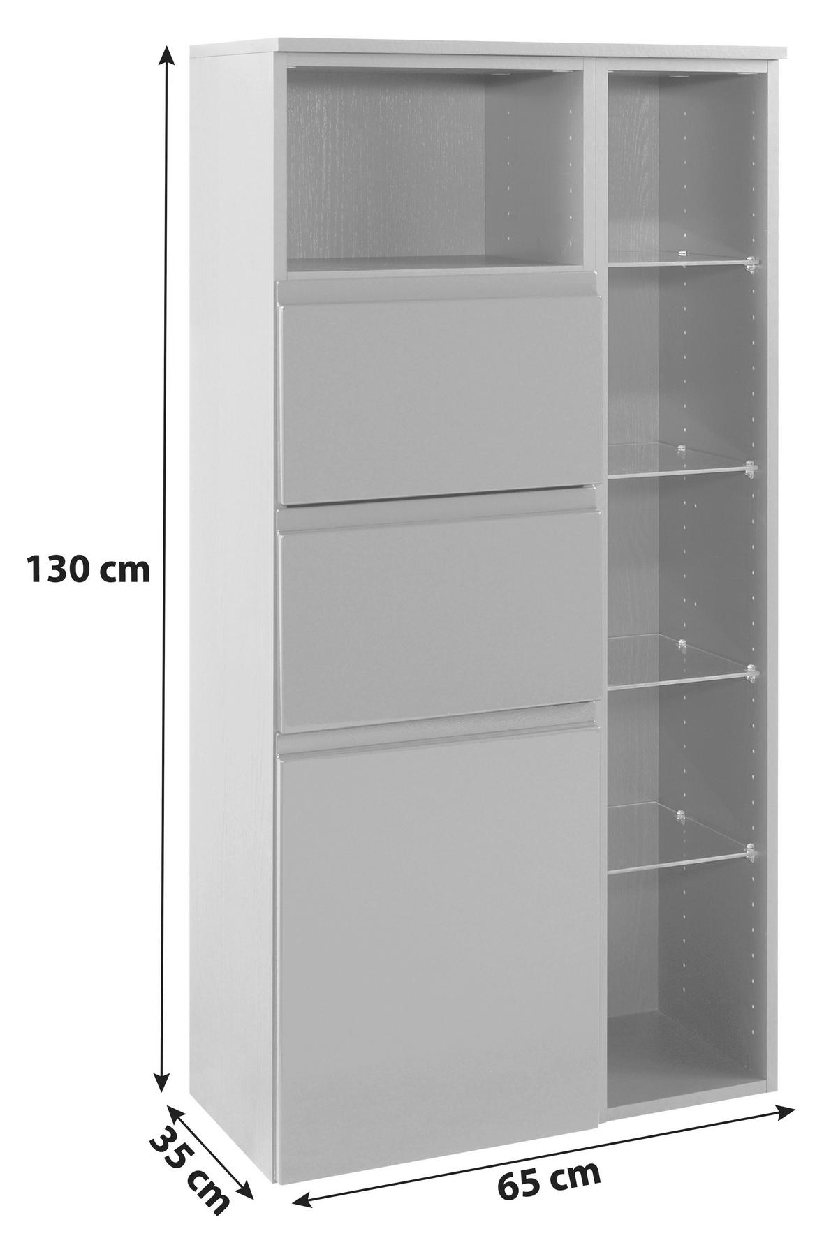 Midischrank in Grau 'Cardiff' - Graphitfarben, Design, Holzwerkstoff (65/130/35cm) - Held