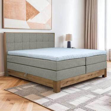 Boxspringbett Cloud Silberfarben ca. 180x200cm - Eichefarben/Silberfarben, KONVENTIONELL, Holz/Holzwerkstoff (180/200cm) - Premium Living