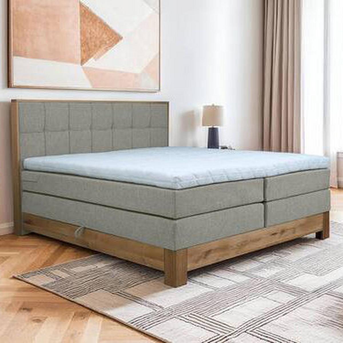 Boxspringbett Cloud Silberfarben ca. 180x200cm - Eichefarben/Silberfarben, KONVENTIONELL, Holz/Holzwerkstoff (180/200cm) - Premium Living