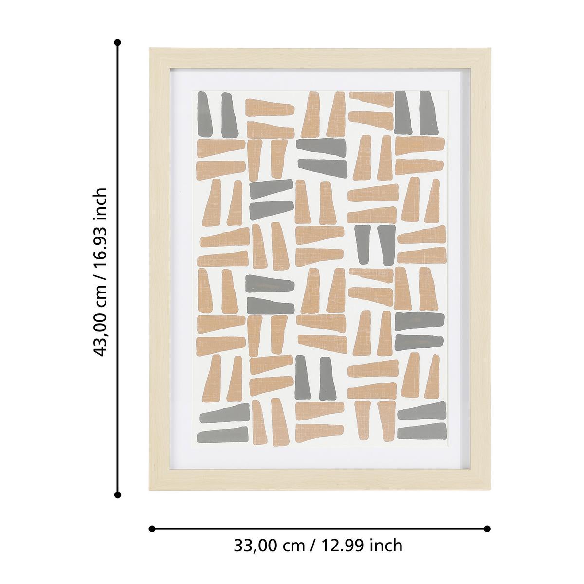 Druckgrafik Roberval Multicolor ca. 33x43cm - Eichefarben/Terracotta, Trend, Glas/Papier (33/1,6/43cm) - Eglo