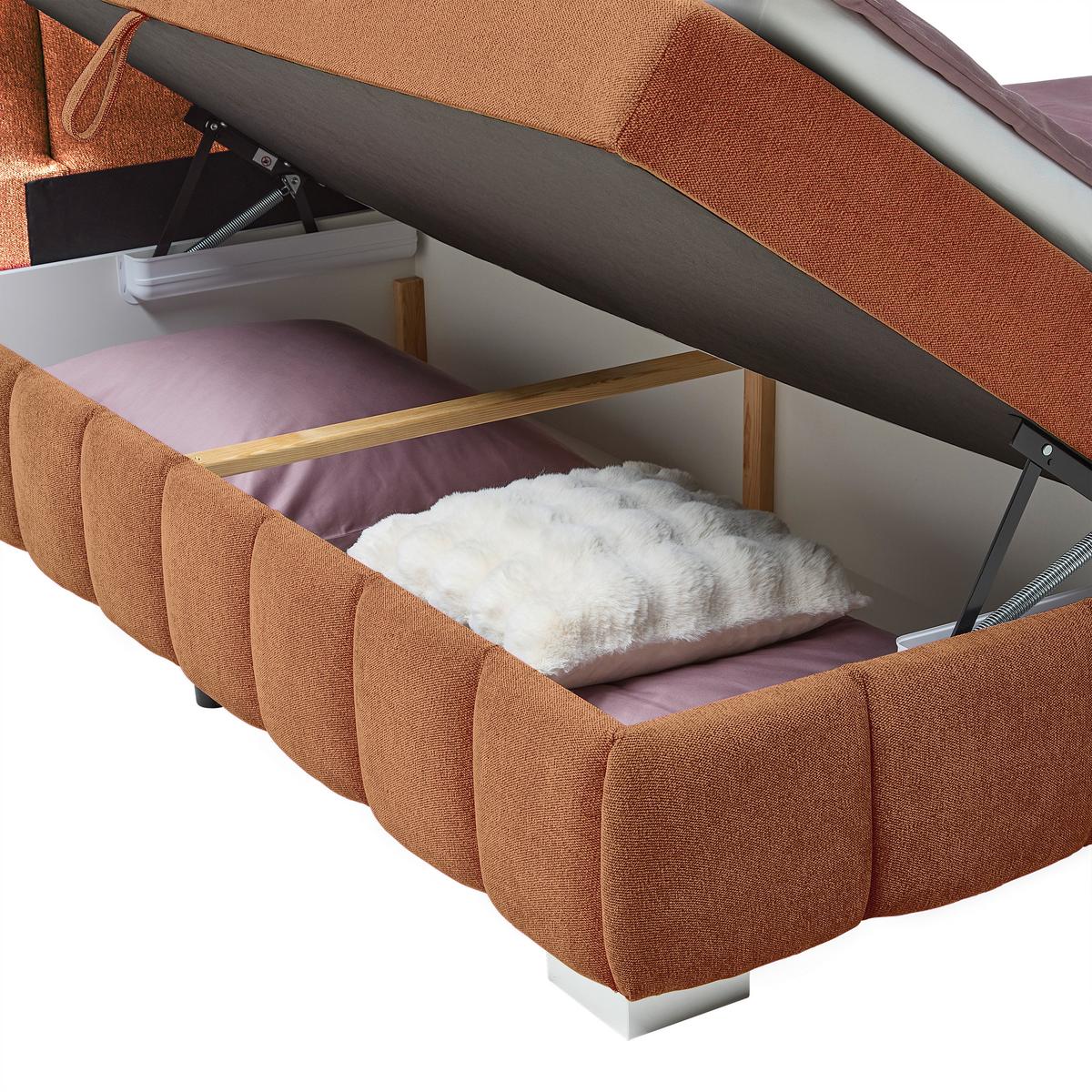 Boxbett Elaris Rostfarben ca. 140x200cm - Chromfarben/Rostfarben, KONVENTIONELL, Kunststoff/Textil (140/200cm) - Mömax