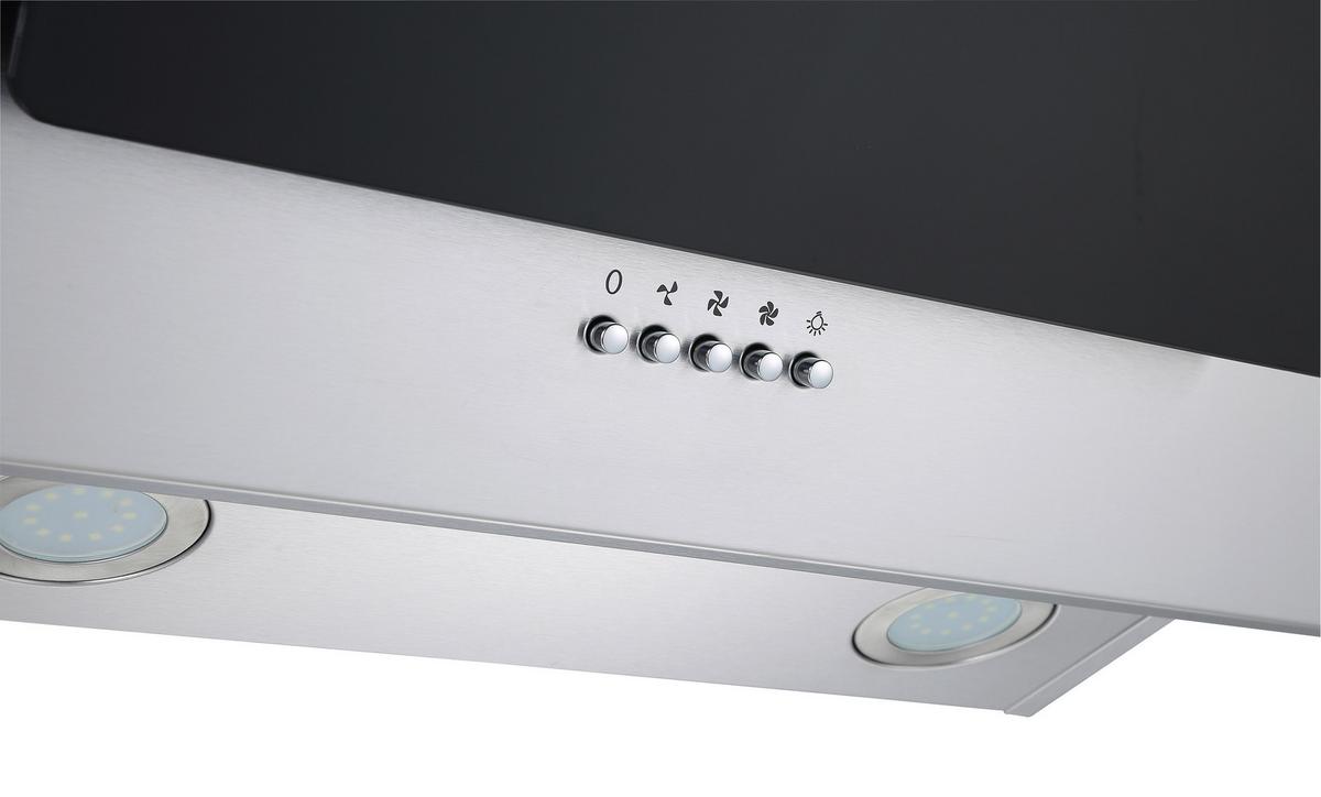 Kuhinjska Napa Kira, 60cm - barve nerjavečega jekla/črna, Trend, kovina/steklo (60/74,3-102,3/31,3cm) - Respekta