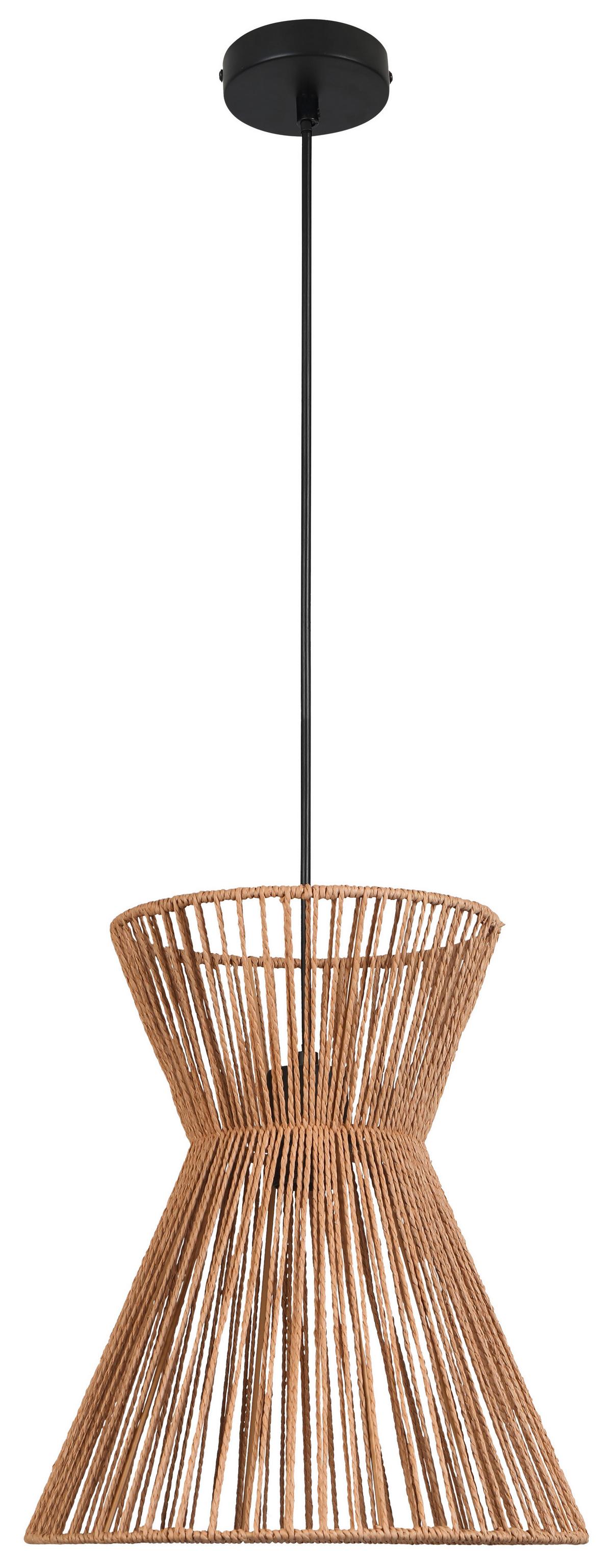 Hängeleuchte Naturm in Naturfarben max. 25 Watt - Schwarz/Naturfarben, KONVENTIONELL, Papier/Metall (30/120cm) - Mömax