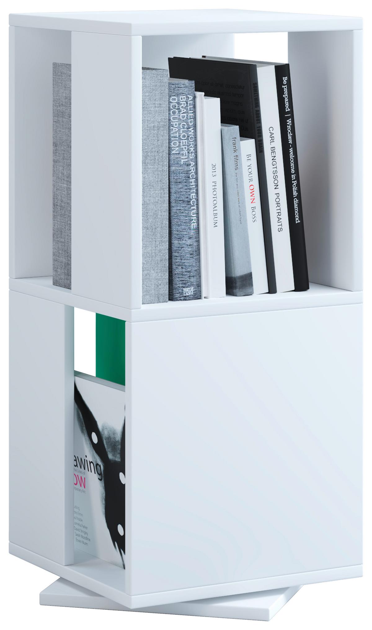 Vrtljiv Regal Stifta L, Bela - bela, Basics, leseni material (34/74/34cm) - MID.YOU