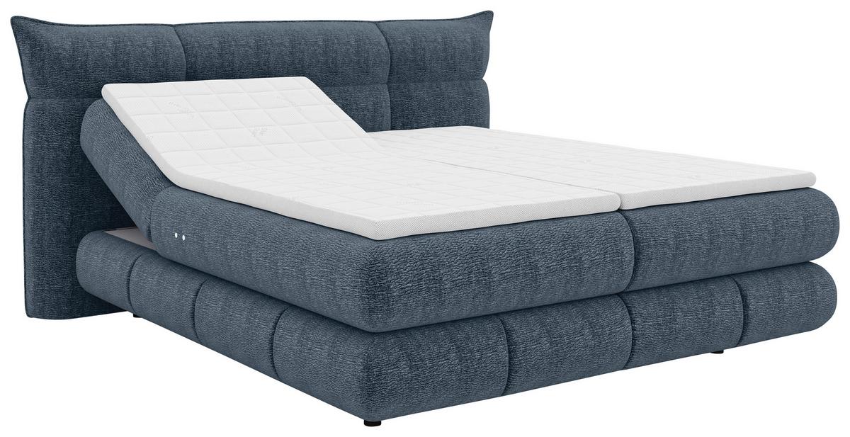 Boxspringbett Auris Graublau ca. 180x200cm - Graublau/Schwarz, KONVENTIONELL, Kunststoff/Textil (180/200cm) - Sembella