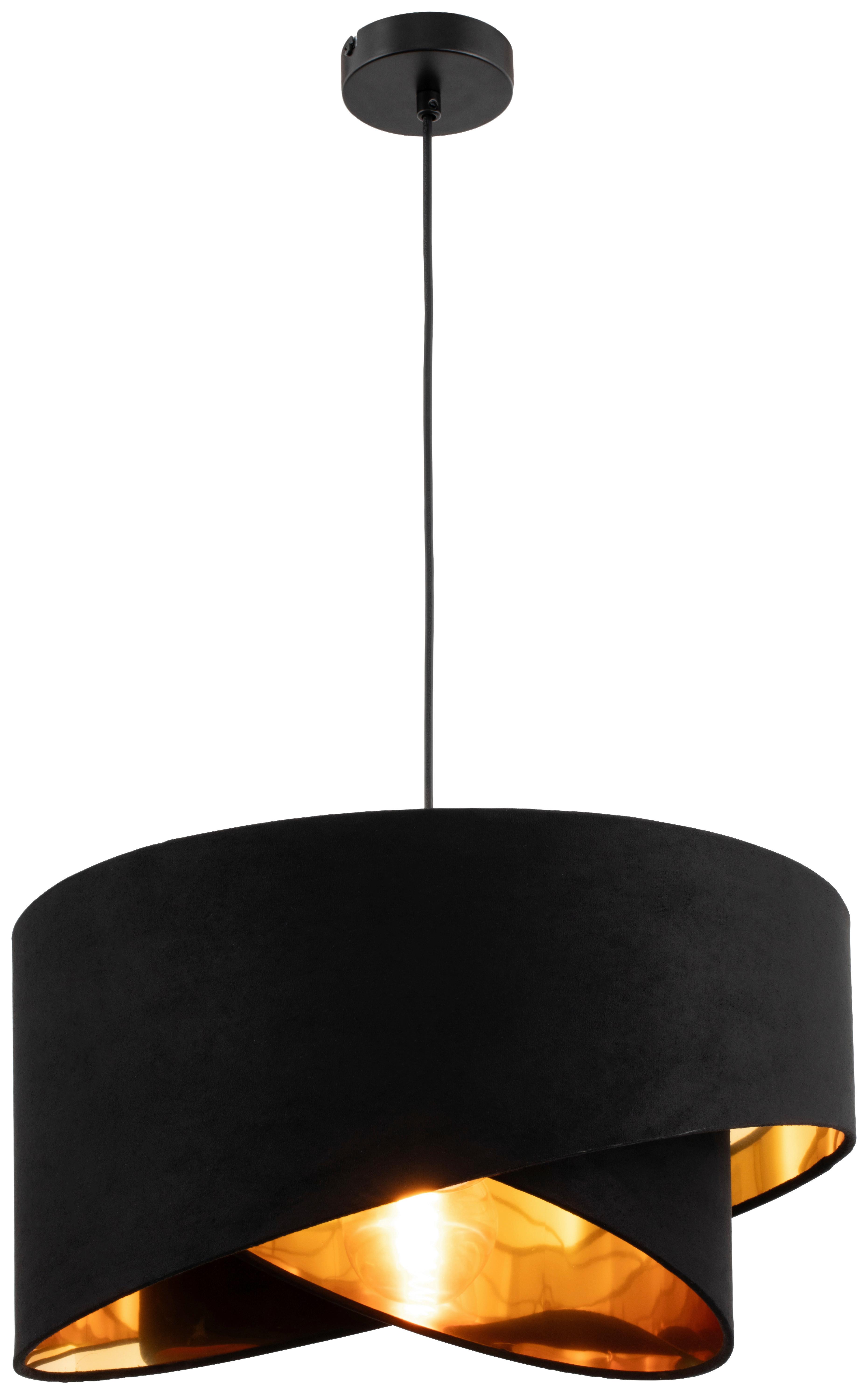 LAMPA WISZĄCA PAULA - czarny/kolor złoty, Trend, metal/tkanina (45/130cm) - Novel