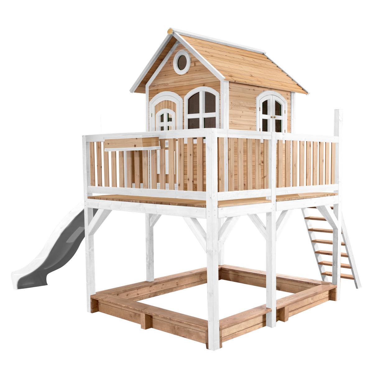 Spielturm Liam aus Holz - Braun/Weiß, Basics, Holz (613/291/277cm) - Ambia Garden