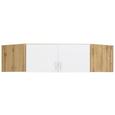 Aufsatzschrank Weiß/Eiche - Eichefarben/Alufarben, MODERN, Holzwerkstoff/Kunststoff (120/39/54cm) - MODERN LIVING
