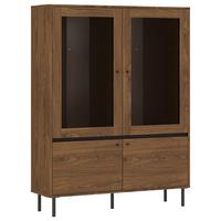Vitrina Revillo - boje oraha/crna, Basics, staklo/drvni materijal (120/160/40cm) - Modern Living