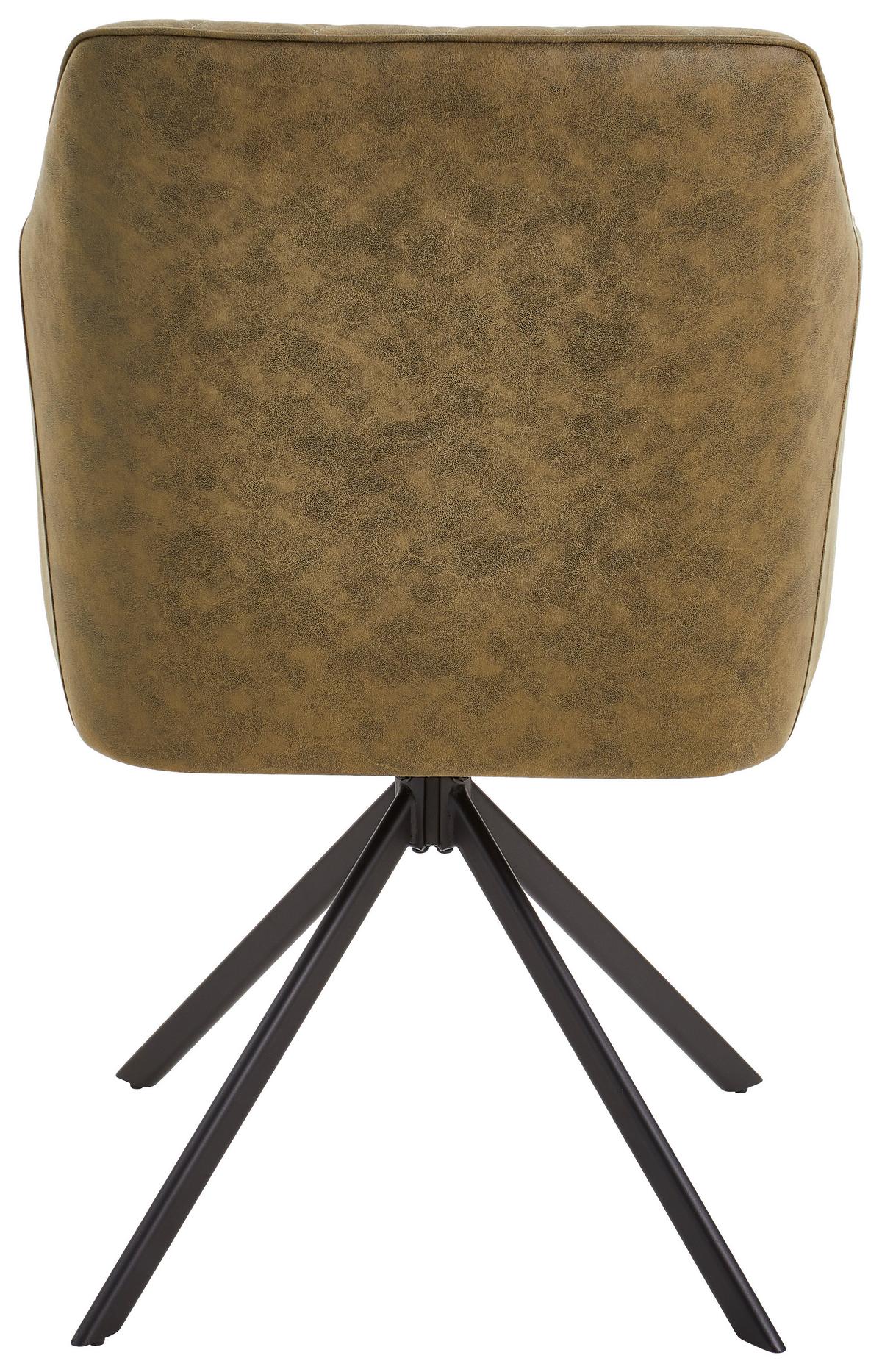 KRZESŁO Z PODŁOKIETNIKAMI LELA - czarny/oliwkowa zieleń, Modern, metal/drewno (61/91/58cm) - Livetastic