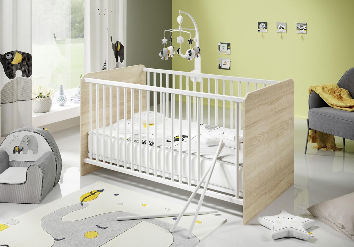 Otroška Posteljica Wiki Baby, Hrast, Bela, 70x140 - bela/hrast sonoma, Konvencionalno, leseni material (144/82/80cm) - MID.YOU