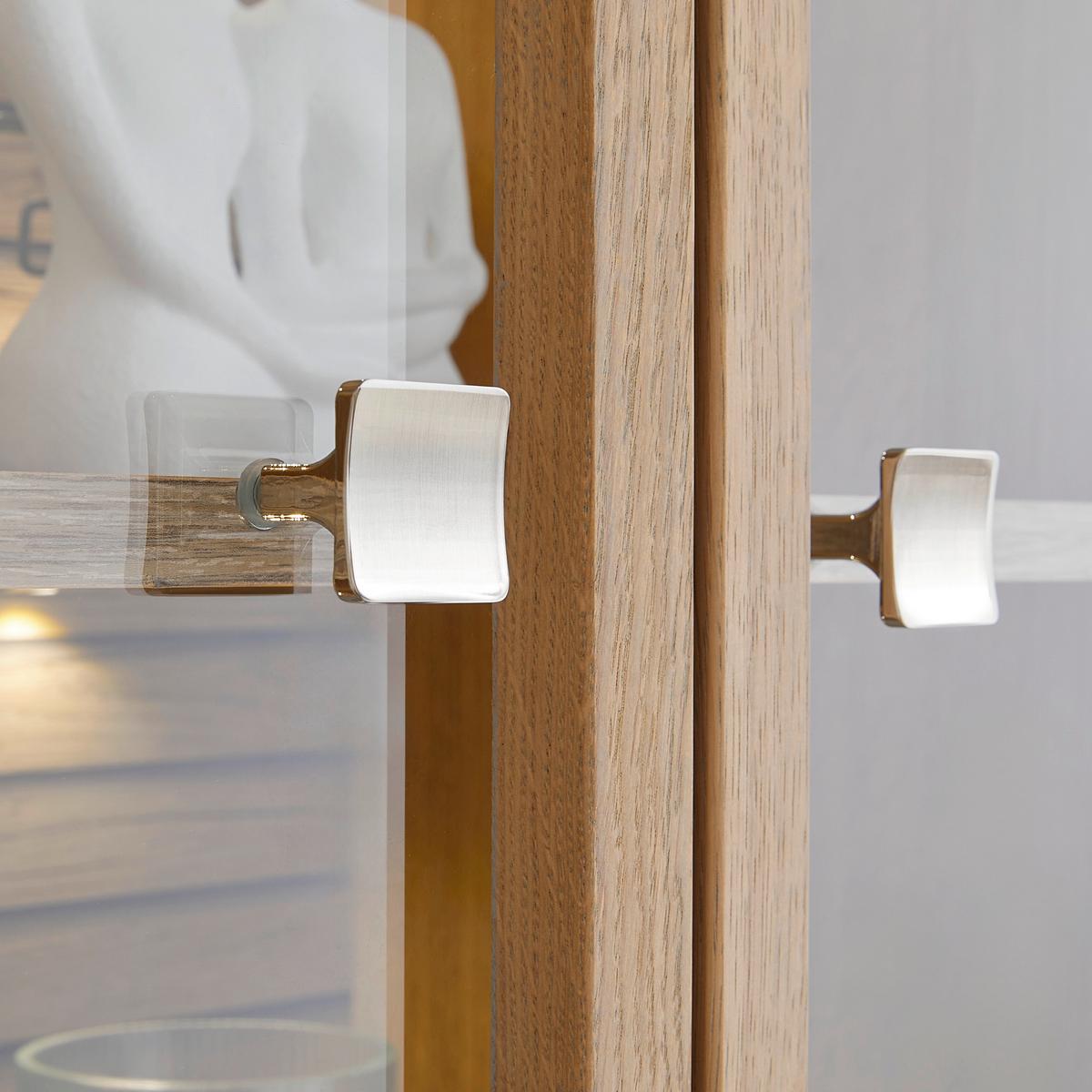 Vitrine Whitehouse 10Q8WR03 Weiss/Eichefarben - Weiss/Edelstahlfarben, Modern, Holz/Holzwerkstoff (112/202/41cm) - Premium Living