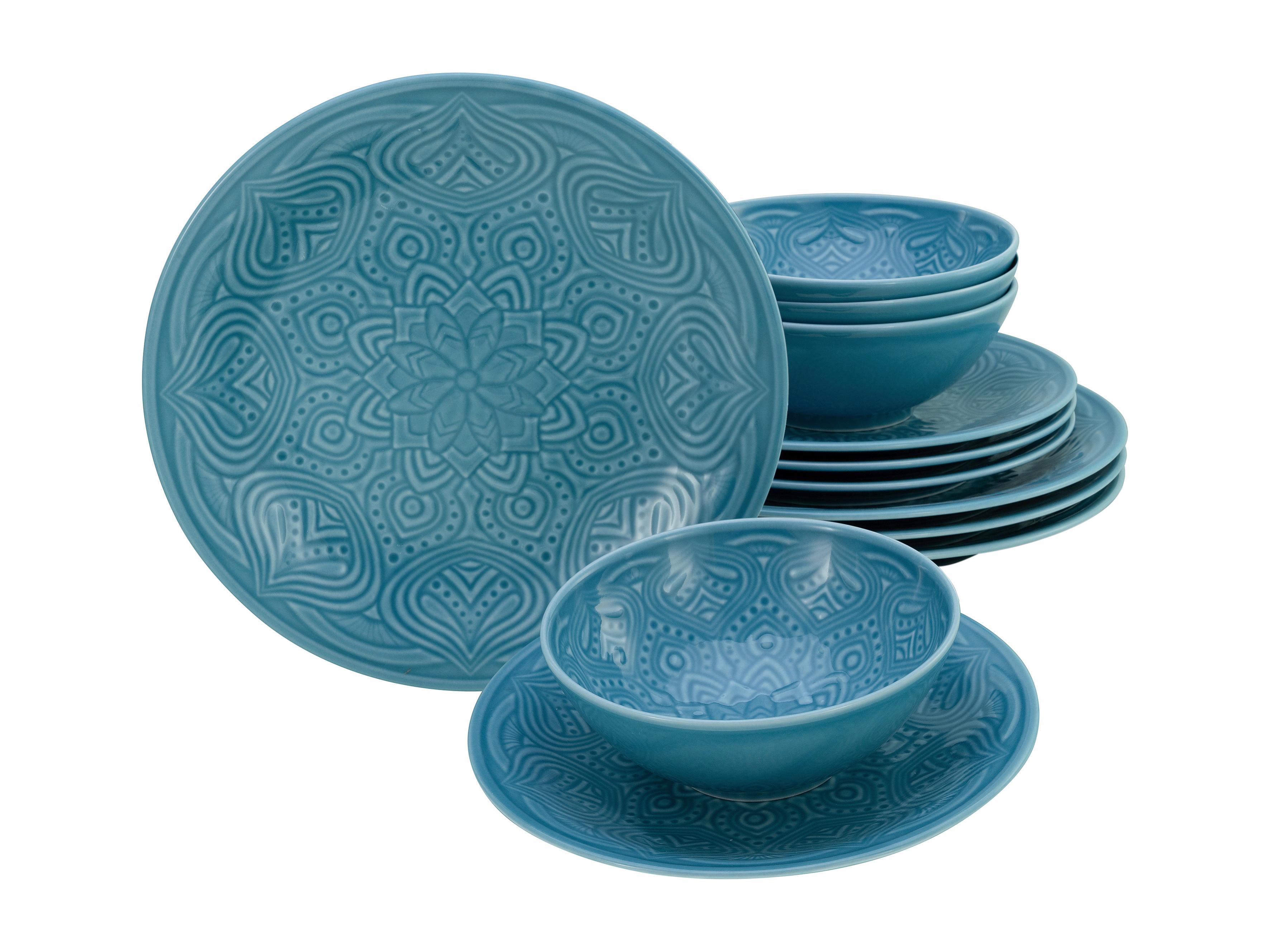Jedilni Servis Orient Mandala, 18-Delni - svetlo modra, Trend, keramika - Creatable
