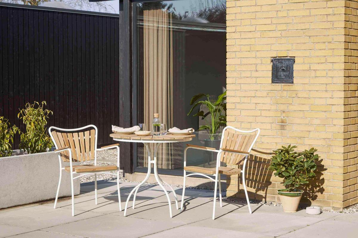 Gartentisch Ellen Weiß/Teak - Weiß Hochglanz/Teakfarben, KONVENTIONELL, Holz/Metall (80/80/74cm) - Gardenson