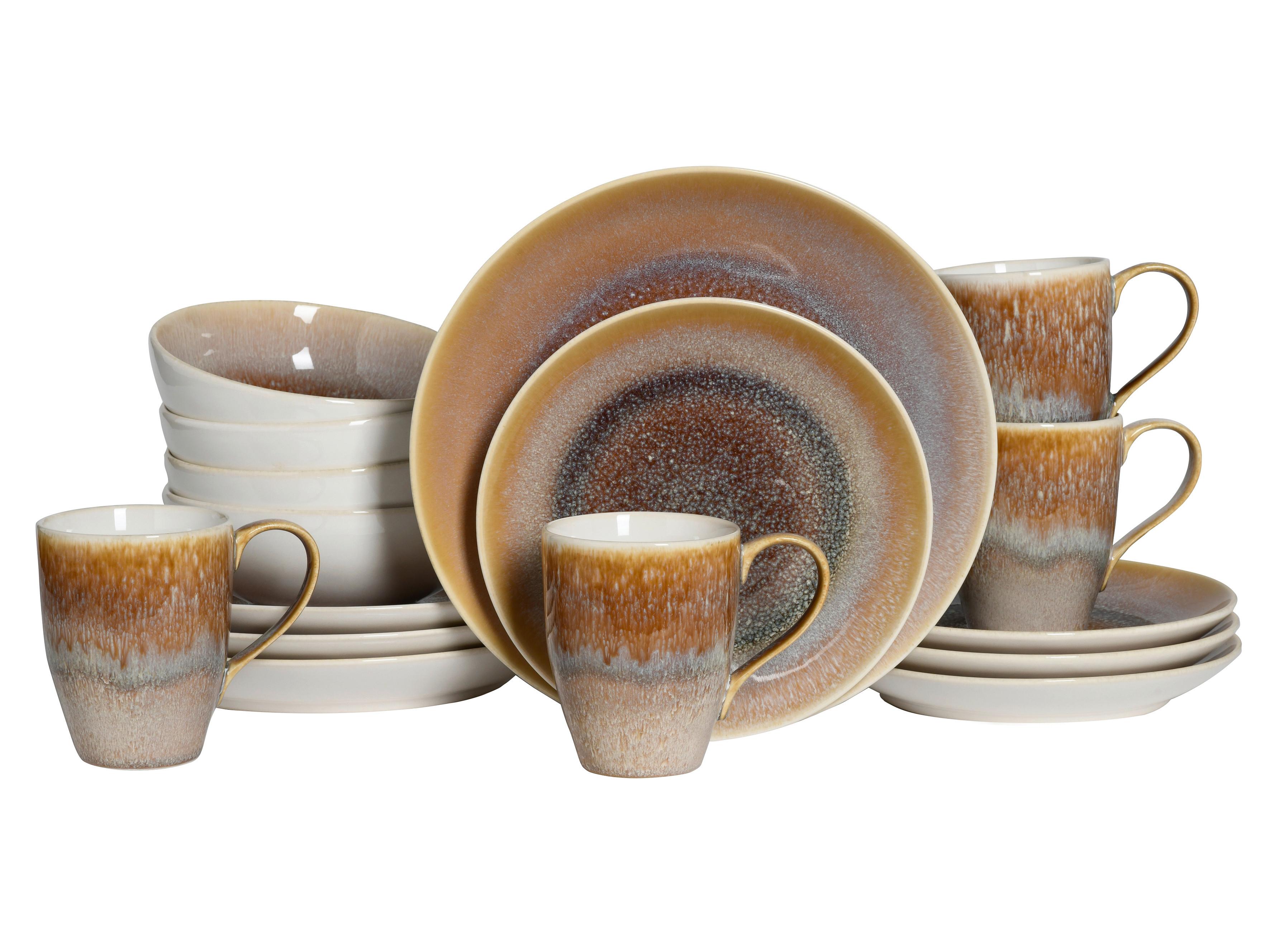 Kombinirani Servis Caldera Sand, 16-Delni - bela/peščene barve, Basics, keramika - Creatable